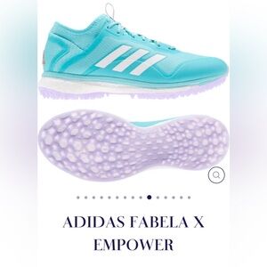 BRAND NEW, NEVER WORN, Adidas FABELA X EMPOWER turf shoe Size 8 in Light Blue